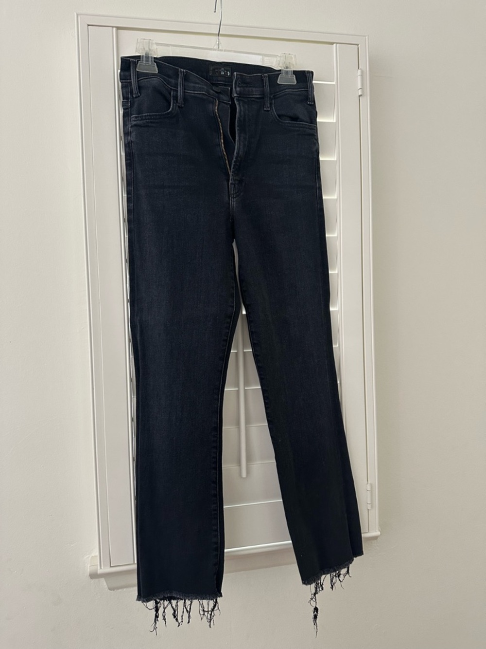 MOTHER High-Rise Black Frayed-Hem Women's Jeans